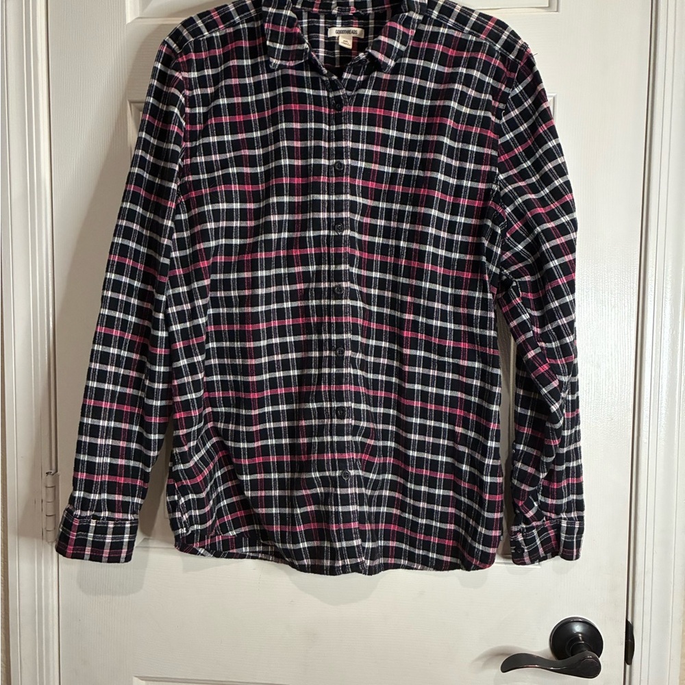 Goodthreads Black and Pink Plaid Button Down Shirt